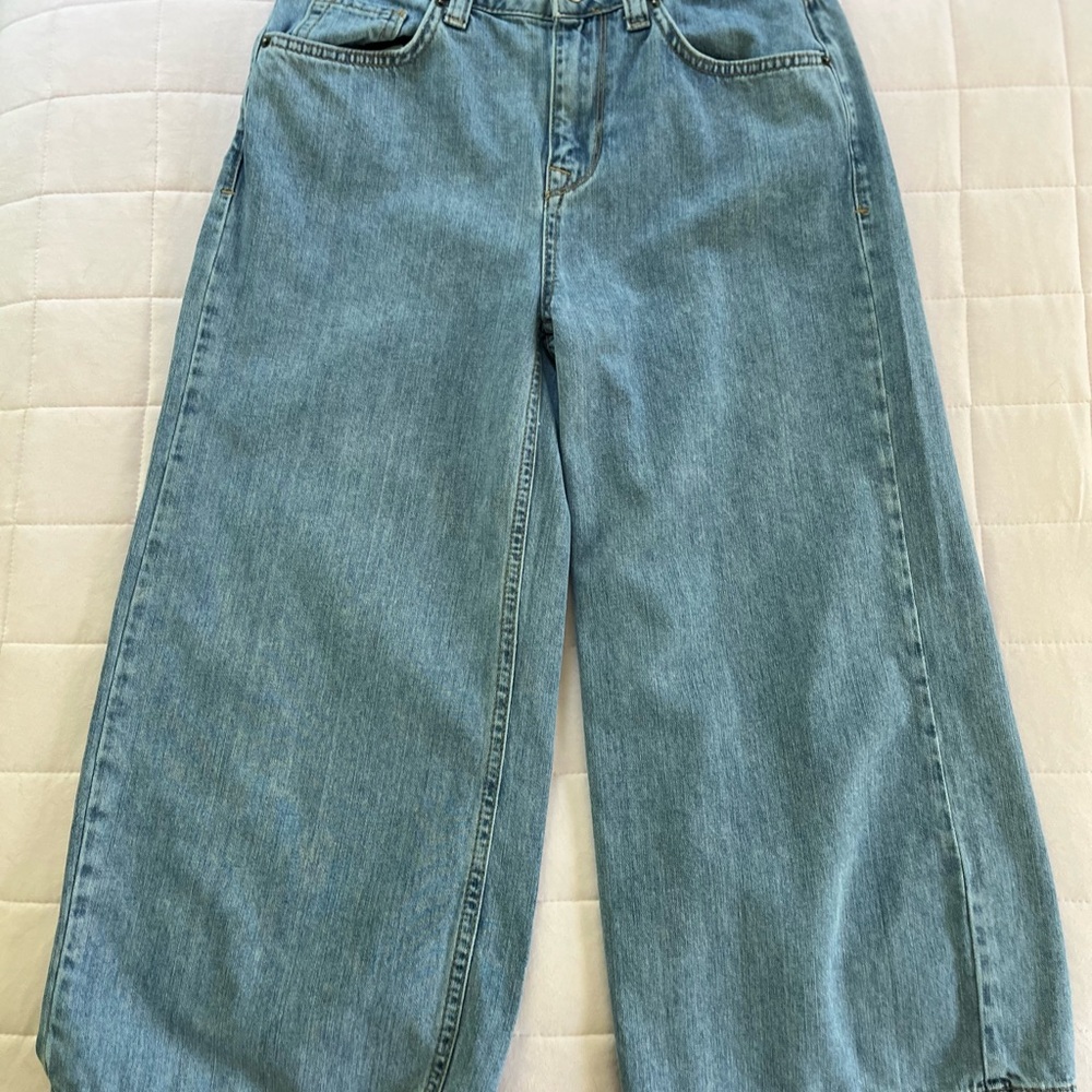 Zara Blue Flare Wide Leg Jeans - Picture 11 of 16
